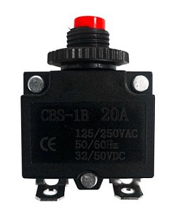 Chave Tipo Disjuntor Circuit Breaker CBS-1B-20A-250V - Kit 10 pçs