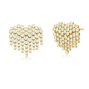 Brinco de Coração com Zircônias Banhado a Ouro