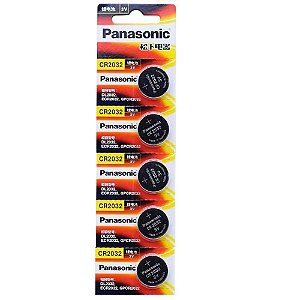 Kit com 5 bateria Panasonic CR 2032 3v Lithium