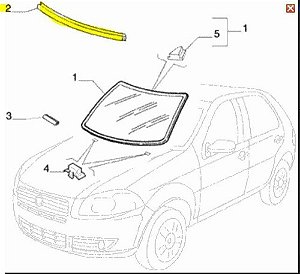 Guarnição borracha para-brisa superior Fiat Siena Strada 51726073