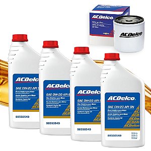 Kit 4 Óleos 0w20 + Filtro Onix Prisma Spin Cobalt Montana GM