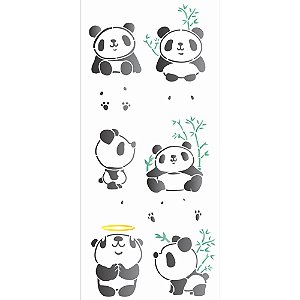 Wall Stencil Opa 17x42cm 2875 Infantil Pandas