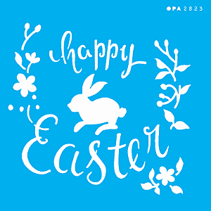 Stencil OPA Páscoa 14x14 2823 Happy Easter I