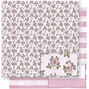 Papel Scrapbook Litoarte 30,5x30,5 SD-381 Flores e Listras