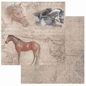 Papel Scrapbook 30x30 2793 Animal Cavalos 1 OPADECOR