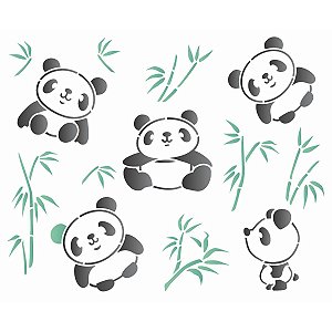 Stencil OPA 20x25 3411 Infantil Pandas