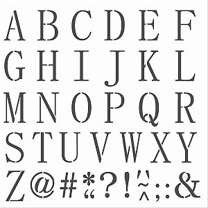 Stencil OPA 30,5x30,5 3420 Alfabeto Reto Maiúsculo II