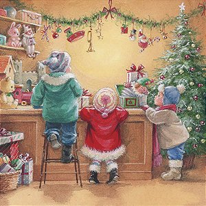 Guardanapo Natal Children In Toy Store 33316620 Ambiente com 2 peças