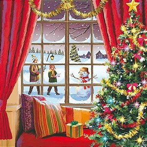 Guardanapo Natal Christmas Window 33315465 Ambiente com 2 peças