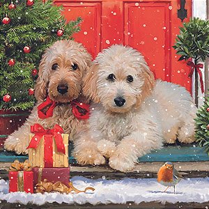 Guardanapo Natal Dogs At The Door 33318060 Ambiente com 2 peças