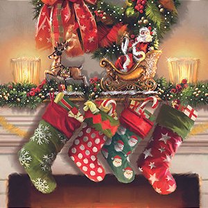 Guardanapo Natal Hanging Stockings 33317980 Ambiente com 2 peças