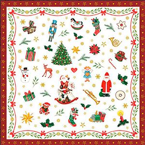Guardanapo Natal Ornaments All Over Red 33314765 Ambiente com 2 peças