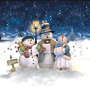Guardanapo Natal Singing Snowmen 33318035 Ambiente com 2 peças