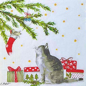 Guardanapo Natal Christmas Cat 3333866 PPD com 2 peças