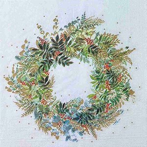 Guardanapo Natal Christmas Hill Wreath 3333889 PPD com 2 peças