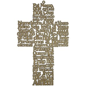 Aplique Crucifixo Oração Pai Nosso 36x21,5cm em MDF