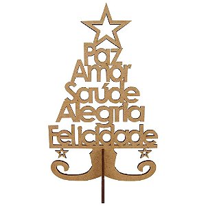 Enfeite de Mesa Árvore de Natal Mensagens II 20x12,5x9,8cm em MDF