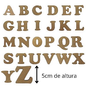 Kit Aplique Letras Cooper Black em MDF 5cm Altura com 26 Peças