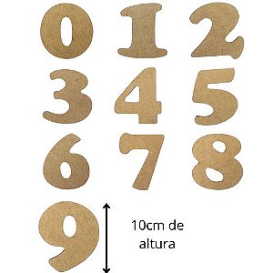Kit Aplique Números Cooper Black em MDF 10cm Altura com 10 peças
