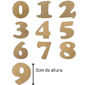Kit Aplique Números Cooper Black em MDF 3cm Altura com 10 peças