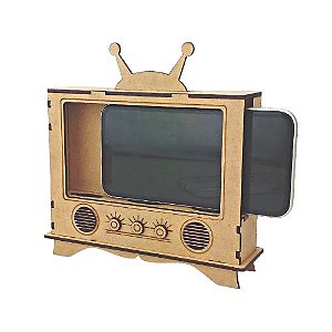 Porta Celular TV Retrô 17x17x5cm em MDF