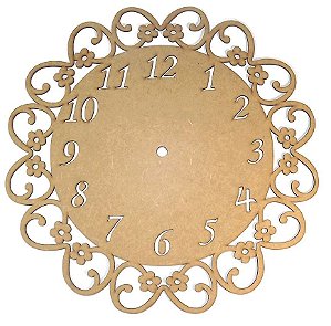 Relógio com Número Trabalhado 17x17cm em MDF