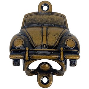 Abridor de Garrafas Fusca VW em Metal Ouro Velho Escovado 8,9x6,5cm