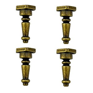 Pezinho Torneado Coluna em Metal Ouro Velho G 3x1,7cm Kit com 4 peças