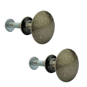 Puxador Botão Metal Prata Velha 2,2x1,6cm Kit com 2 peças