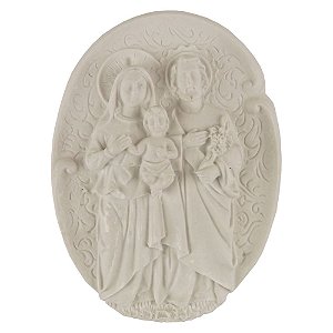 Aplique Religioso Oval Sagrada Família 10,8x8cm Resina