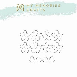 Kit Apliques em Acrílico Adesivados My Memories Crafts MMCMLB-013 Flores