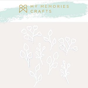 Kit Apliques em Acrílico Adesivados My Memories Crafts MMCMW2-012 Folhagens