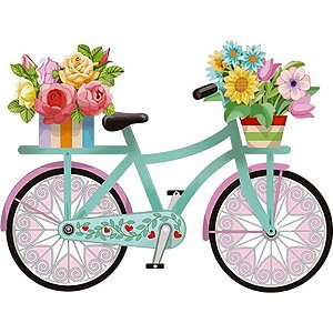 Aplique Litoarte APM8-1154 8cm Bicicleta com Flores