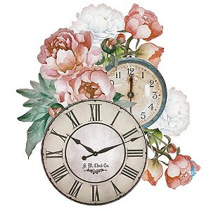 Aplique Litoarte APM8-1249 8cm Flores e Relógios