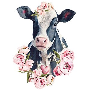 Aplique Litoarte APM8-1390 8cm My Farm Vaca com Flores