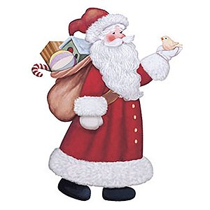 Aplique Litoarte APMN8-060 8cm Natal Papai Noel e Pássaro