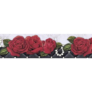 Barra Adesiva Litoarte BDA-IV-615 43,6x4cm Rosas Vermelhas
