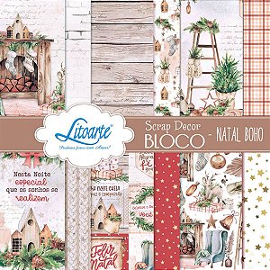 Bloco de Papel Litoarte SBXVN-003 15x15cm Natal Boho