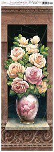 Papel Decoupage Arte Francesa Litoarte AFVE-027 Vaso de Rosas Vertical 22,8x62cm