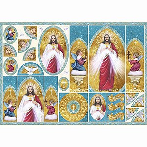 Papel Decoupage Litoarte PD-849 Natal Sagrado Coração de Jesus Oratório 49x34,3cm