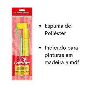 Mini Rolinho de Espuma Poliéster Lisa Condor 981 3,5cm com Cabo Extra Longo e 4 Refis