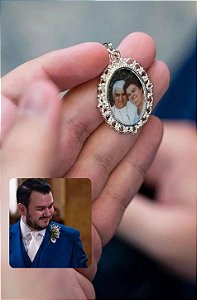 Relicários personalizados lapela noivo| Prata e dourado