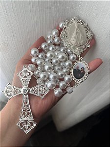 Terço de noiva personalizado de nossa senhora de aparecida com foto