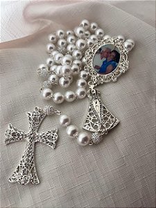 Terço de Nossa Senhora Aparecida com relicário/Prata