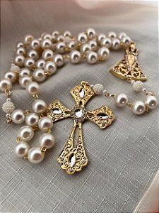 Terço de Nossa Senhora modelo 02 Dourado