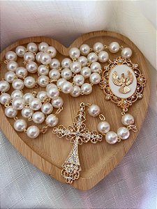 Terço DivinoEspirito Santo Dourado Modelo 02