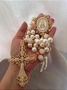Terço de Nossa Senhora Aparecida Dourado Modelo 04