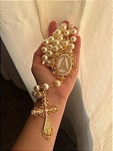 Terço de Nossa Senhora Aparecida Dourado Modelo 08