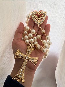 Terço Divino Espirito Santo Dourado Modelo