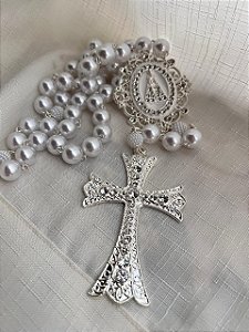 Terço de nossa senhora aparecida Prata modelo 01